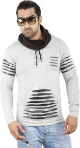 Perfect Creations Solid Men's Hooded Grey T-Shirt