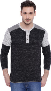 Campus Sutra Solid Men Henley Multicolor T-Shirt