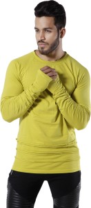 Fugazee Lifestyle Solid Men's Round Neck Light Green T-Shirt
