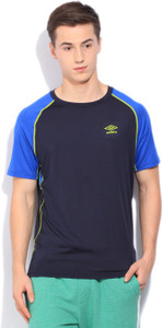 FBB UMBRO Solid Men Round Neck Blue Black T Shirt Buy NAVY
