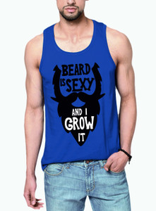 Elepants Graphic Print Men's Scoop Neck Blue T-Shirt