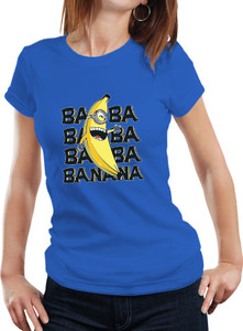 Fanideaz Printed Women's Round Neck Blue T-Shirt