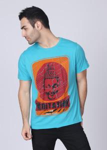 URBAN YOGA Printed Men Round Neck Blue T Shirt Buy Blue URBAN