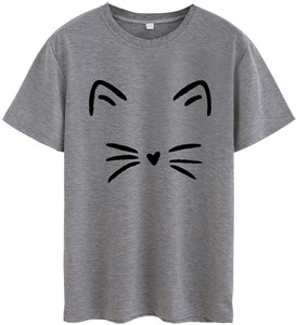 Neo Garments Printed Women's Round Neck Grey T-Shirt