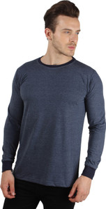 Sayitloud Solid Men's Round Neck Blue T-Shirt
