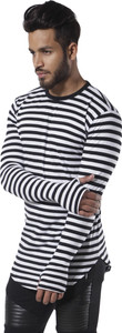 Fugazee Lifestyle Striped Men's Round Neck Black, White T-Shirt