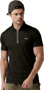 2go solid men polo neck black t-shirt EL-GS7PT0036Bold Black