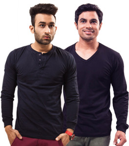 Unisopent Designs Solid Men's Henley Dark Blue, Dark Blue T-Shirt