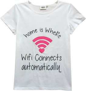 Abstract Mood Girls Printed T Shirt White Best Price In India