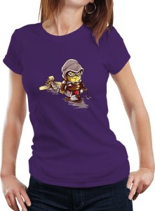 Fanideaz Printed Women's Round Neck Purple T-Shirt