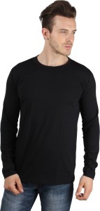 Sayitloud Solid Men's Round Neck Black T-Shirt