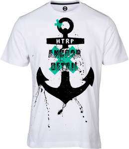 Huetrap Printed Men's Round Neck White T-Shirt