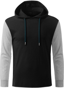GHPC Solid Men's Hooded Black T-Shirt