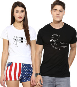 Young Trendz Printed Men & Women Round Neck Multicolor T-Shirt