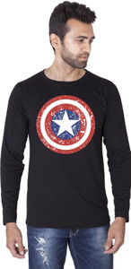Veirdo Printed Men's Round Neck Black T-Shirt