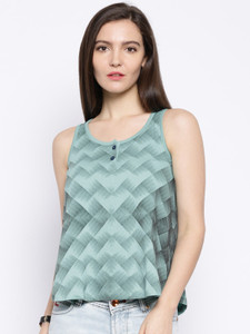 Cult Fiction Self Design Women's Henley Green T-Shirt