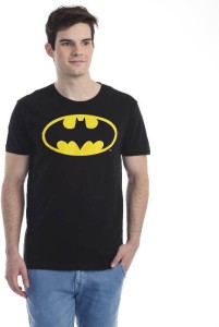 Yellow Batman Logo Men's Black T-shirt-Small