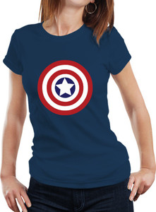 Fanideaz Printed Women's Round Neck Blue T-Shirt