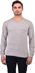 Unisopent Designs Solid Men's V-neck Grey T-Shirt