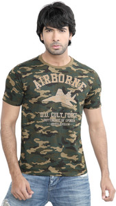 Difference of Opinion Military Camouflage Men's Round Neck Green T-Shirt