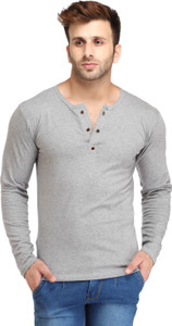 Leana Solid Men's Fashion Neck Grey T-Shirt