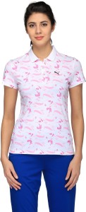 puma printed women polo neck multicolor t-shirt 59233601
