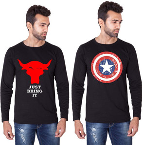 Veirdo Printed Men's Round Neck Black T-Shirt