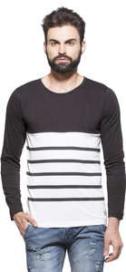 Alan Jones Striped Men's Round Neck Black T-Shirt