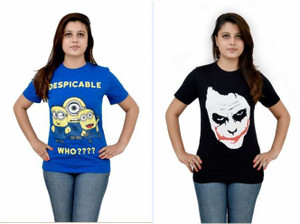 The Dry State Graphic Print Women's Round Neck Blue, Black T-Shirt