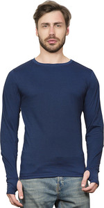 Maniac Solid Men's Round Neck Dark Blue T-Shirt