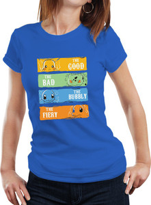 Fanideaz Printed Women's Round Neck Blue T-Shirt