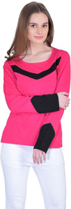Vivid Bharti Solid Women's Round Neck Pink T-Shirt