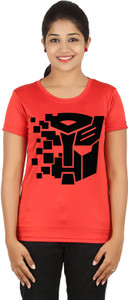 Fanideaz Printed Women's Round Neck Red T-Shirt
