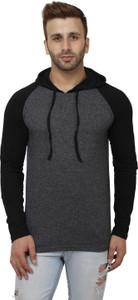 Sayitloud Solid Men's Hooded Black, Black T-Shirt