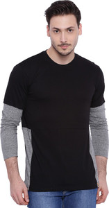 Campus Sutra Solid Men Round Neck Black T-Shirt