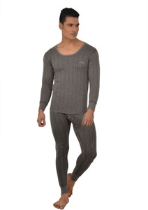 Lux Inferno Charcoal Melange Full Sleeves Round Neck Men's Top - Pyjama Set
