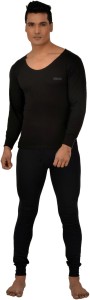 lux inferno plus black full sleeves round neck men top - pyjama set thermal LUX_INF_BL_FS_RN_TRO_SET