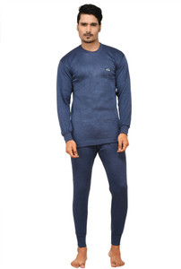 Lux Cottswool Blue Full Sleeves Round Neck Men's Top - Pyjama Set