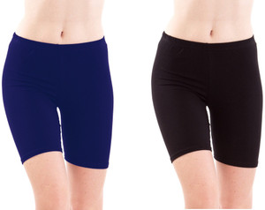 Fashion Line Solid Women's Black, Blue Cycling Shorts