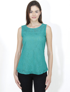 Mayra Casual Sleeveless Solid Women's Green Top