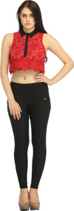 Urbanroots Casual Sleeveless Solid Women's Red Top