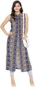 Sassafras Casual Sleeveless Printed Women's Dark Blue Top