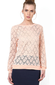 Vero Moda Casual Full Sleeve Self Design Women's Orange Top