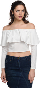 @499 Casual Full Sleeve Solid Women's White Top
