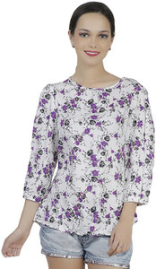Mask Lifestyle Casual 3/4th Sleeve Printed Women's Multicolor Top