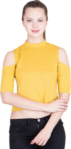 khhalisi Party 3/4th Sleeve Polka Print Women's Yellow Top