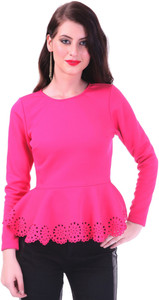 Sassafras Casual Full Sleeve Solid Women's Pink Top