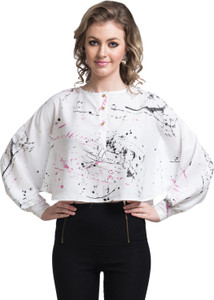 Uptownie Lite Party Full Sleeve Self Design Women's White Top