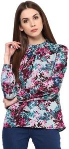 Harpa Casual Full Sleeve Floral Print Women's Light Green Top