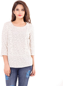 Goodwill Impex Casual 3/4th Sleeve Printed Women's White Top